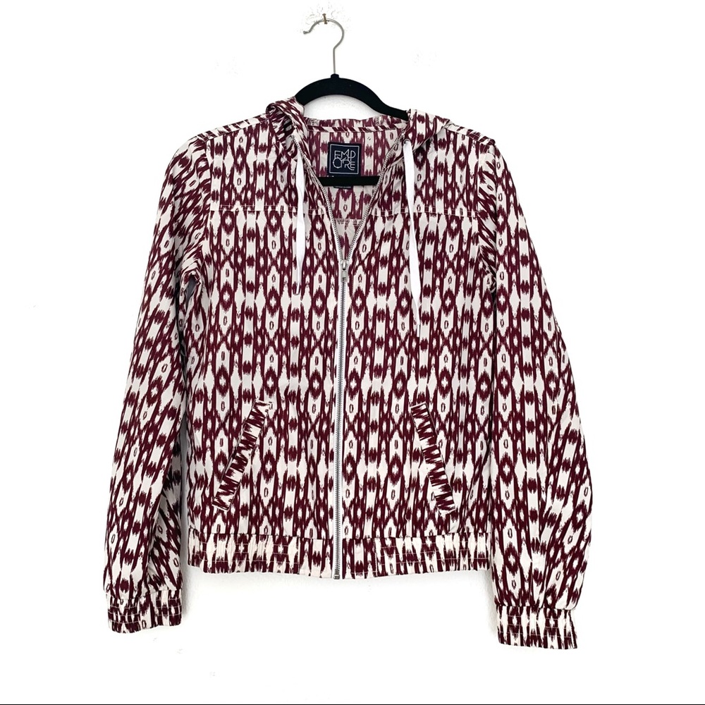 EMPYRE Maroon Geometric Wind Breaker Jacket
